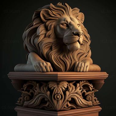 3D model LION on the small pedestal (STL)
